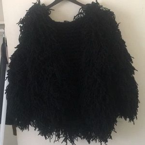 Black Shag Runway Coat 90s Award show runway